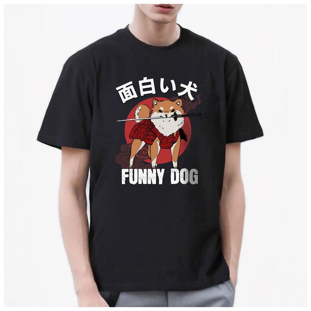 Japanese Style funny dog Anime Graphic t shirt mens Women Trendy Fashion 100% Cotton summer casual Streetwear Unisex couple Y2k