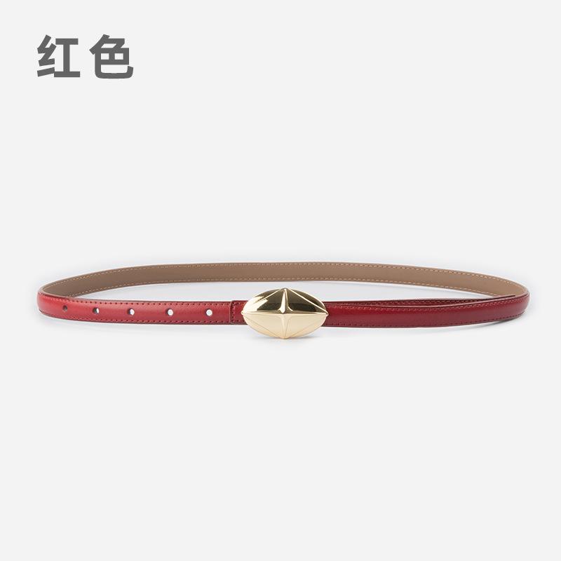 Leather Women'S Fine Belt Cowhide Retro Women'S Simple Hong Kong Style Premium Black Women'S Belt