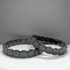 Jewelry Square Bead Wristband Elastic Men Bangle Black Gallstones Bracelet  for Men and Women