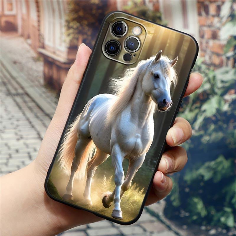 Horse Girl Animal Black Horses Phone Case For Apple iPhone 16e 16 15 14 13 12 11 Pro Max XR XS 7 8 Plus SE2 Cover Silicone Cases
