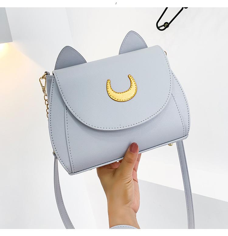 Summer Sailor Moon Ladies Handbag Black Luna Cat Shape Chain Shoulder Bag PU Leather Women Messenger Crossbody Small Bag Purses