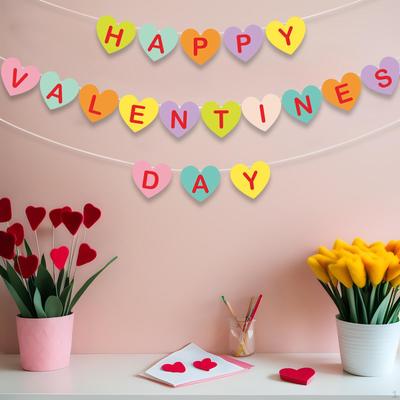 Guirlande Bannières Cœurs Décorations Suspendues, Décor DIY Saint-Valentin pour