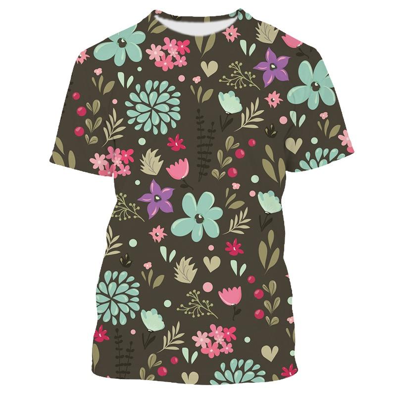 Floral Leaves Printed T-shirts Casual Fashion Bird Graphic T Shirts For Men Harajuku Baggy Streetwear Clothes