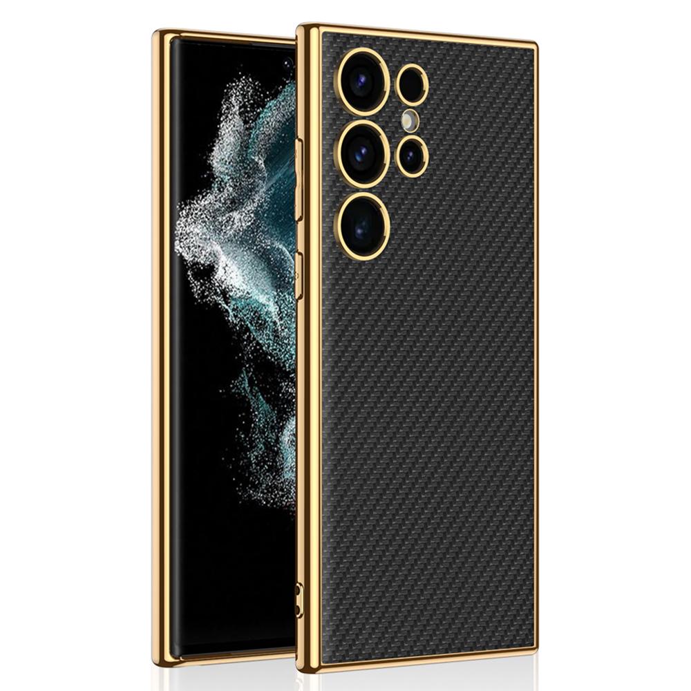 

GKK for Samsung Galaxy S24 Ultra Case Electroplating Frame Slim Phone Cover Carbon Fiber Texture