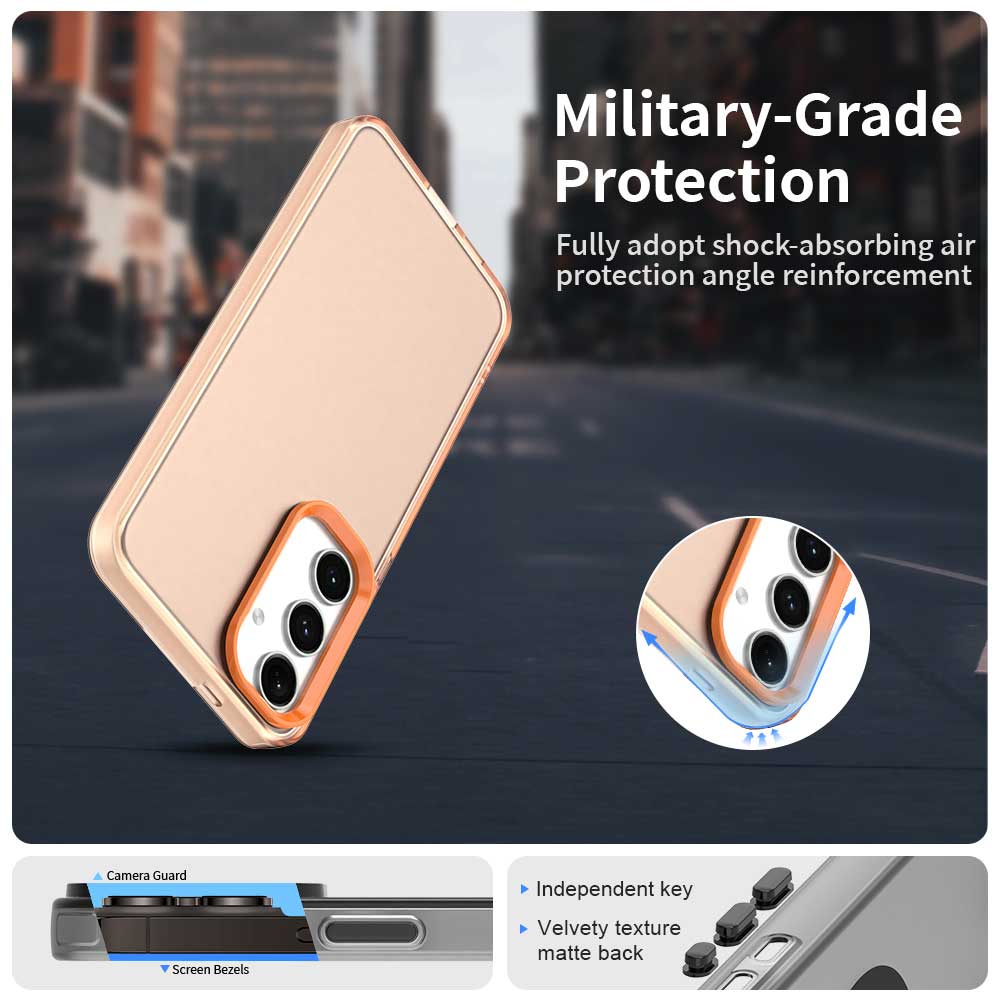 

For Samsung Galaxy S25/S24 Case PC+TPU+PET Matte Anti-Drop Phone Back Cover Black