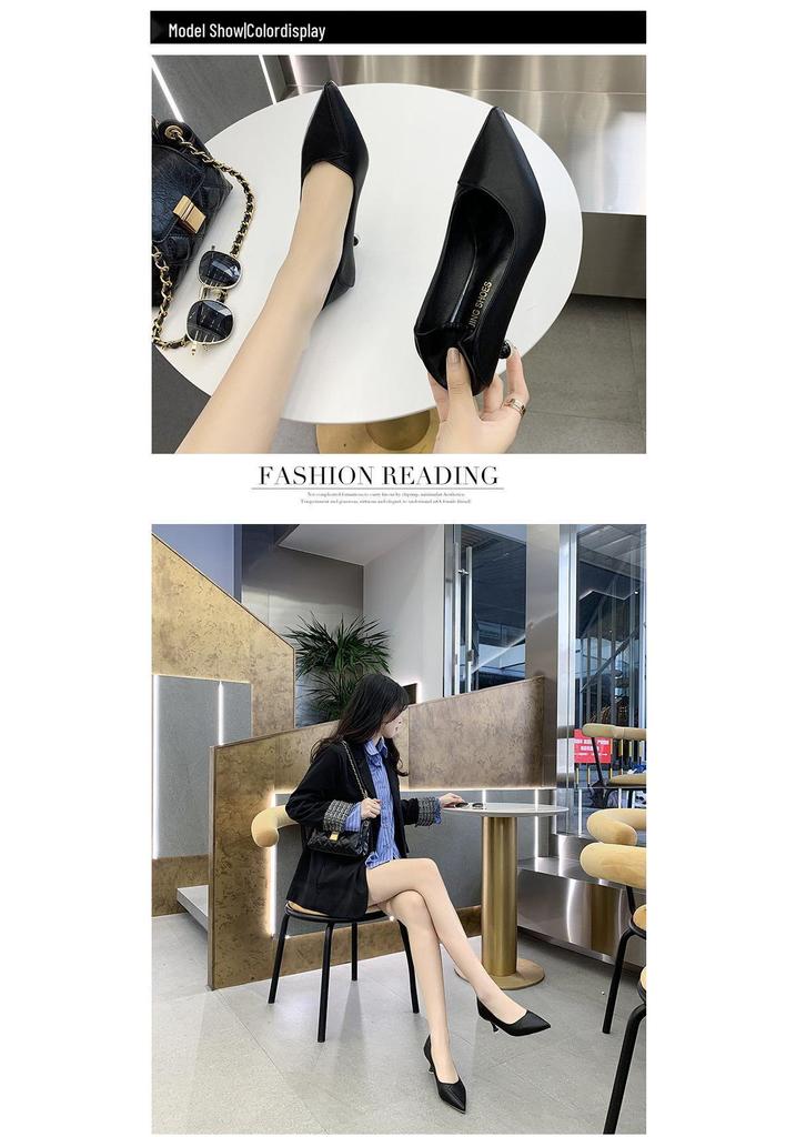 2024 Women's Black Pointed Toe Stiletto High Heels
