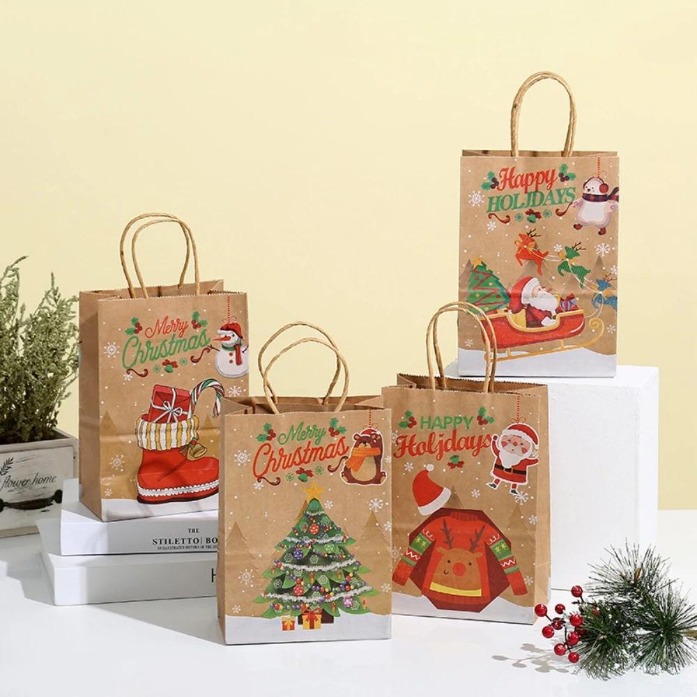 

Paper Gift Bags Santa Claus Candy Cookie Packing Bags Festive Gift Wrapping for Navidad Decoration and Christmas Party Supplies 21x15x0.5cm