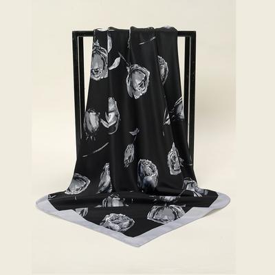Newest Floral Print Silk Square Scarf Hijab Women Satin Kerchief Hairband Premium Bandana Lady Headband Foulard Bag Ribbon