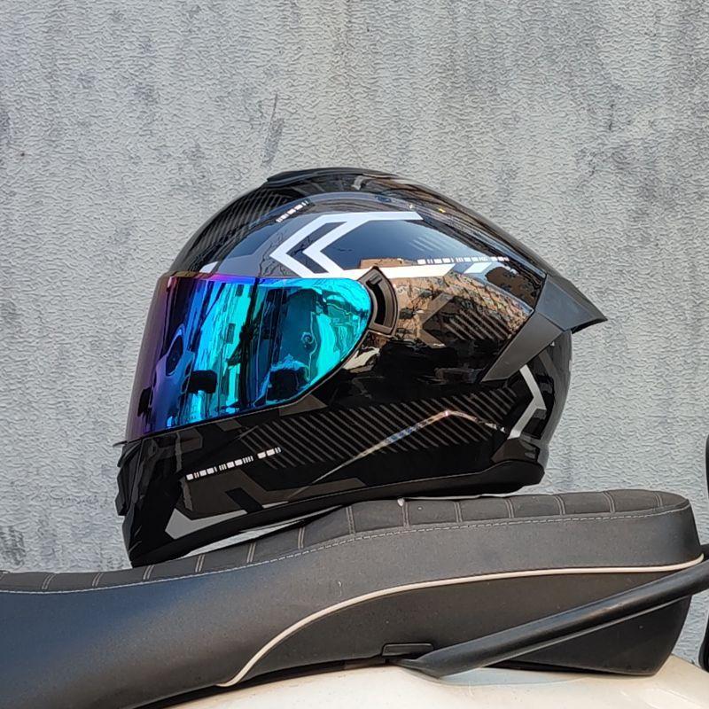 Motorcycle Helmet Men and Women Double Lens Party Sports Car Helmet New National Standard Four Seasons Personalized Bluetooth