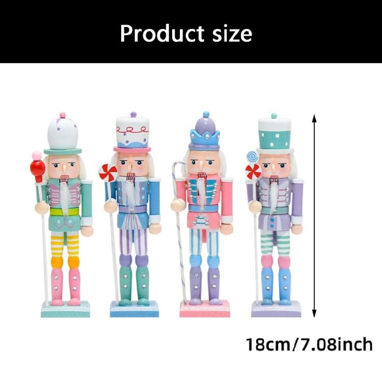 Entry Table Holiday Decors Nutcrackers King Figurine Set, 4 Wooden Candy Colored Freestanding Ornament for Christmas Shelf Styling, Mantels Accent