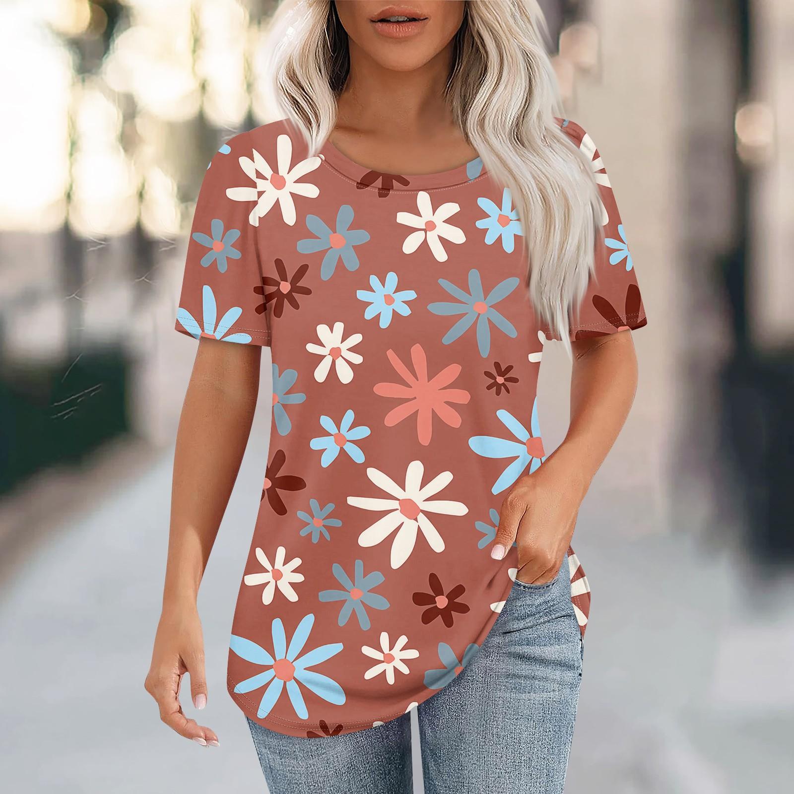 

Футболки для женщин, плиссированные, с круглым вырезом, нарядные, повседневные, блузки с принтом, с коротким рукавом, летние топы, свободный крой XXXL киноварь