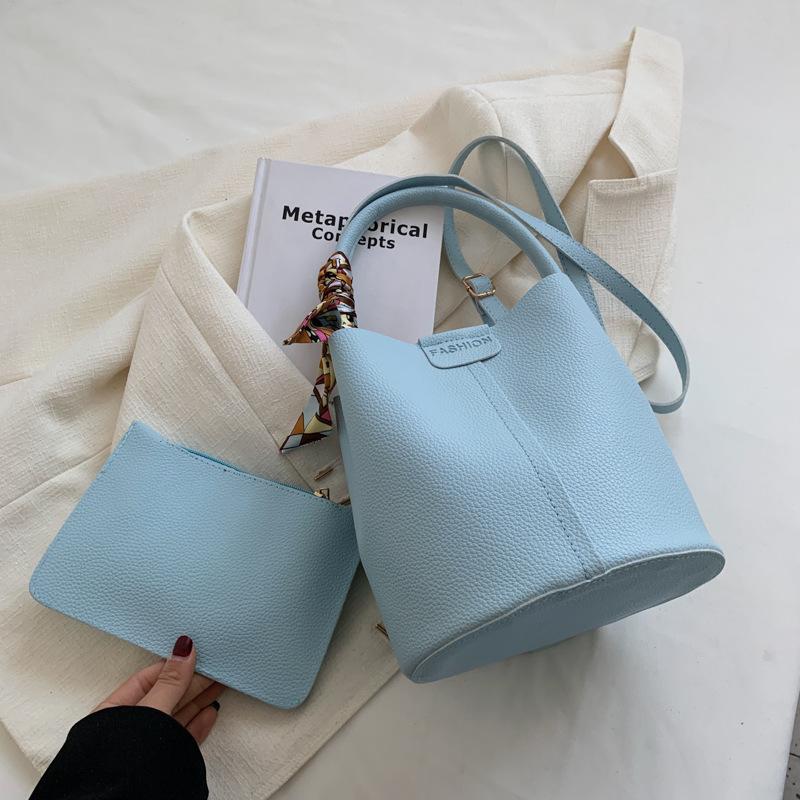 New Bag Women 2025 Korean Version of Fashion High-end Silk Scarf Portable Bucket Bag Niche Design Foreign Style Messenger Bag