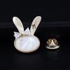 Elegant Natural Shell Brooch with Bear and Rabbit Design, Inlaid with Zircon, High-End Anti-Exposure Pin.