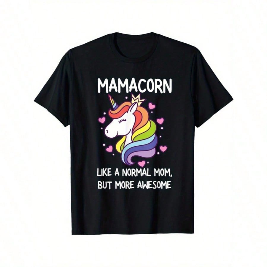 100 Cotton Mom Unicorn Graphic Womens TShirt Short Sleeves Crew Neck  Fun Like A Normal Mom But More Awesome Design