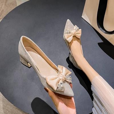 2026 New Women Fashion Pumps Girl Sexy Pointed Toe High Heels Shoes Elegant Rhinestone Bowknot Wedding Shoes