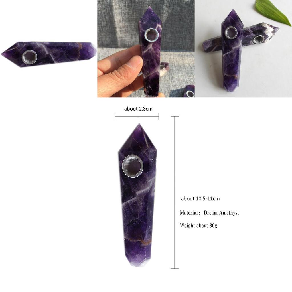 Natural Dreamy Amethyst Smoking Pipes Elegant Quartz Crystal Point Obelisk Wand