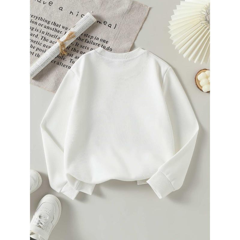 European Sizes Kids' Crewneck Sweatshirt | Heart Pattern Red White Love Design, Sportswear and Casual Wear, Soft and Comfortable, Clothing, Teenagers