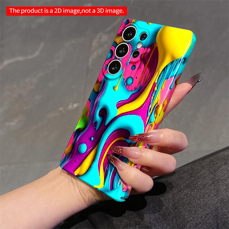 2DFlat Samsung Phone Case Vibrant Liquid Paint Splash Phone Case Applicable To Galaxy S23 S24 S25ULTRA S26 A12 A14 A15 A16 A54 A55