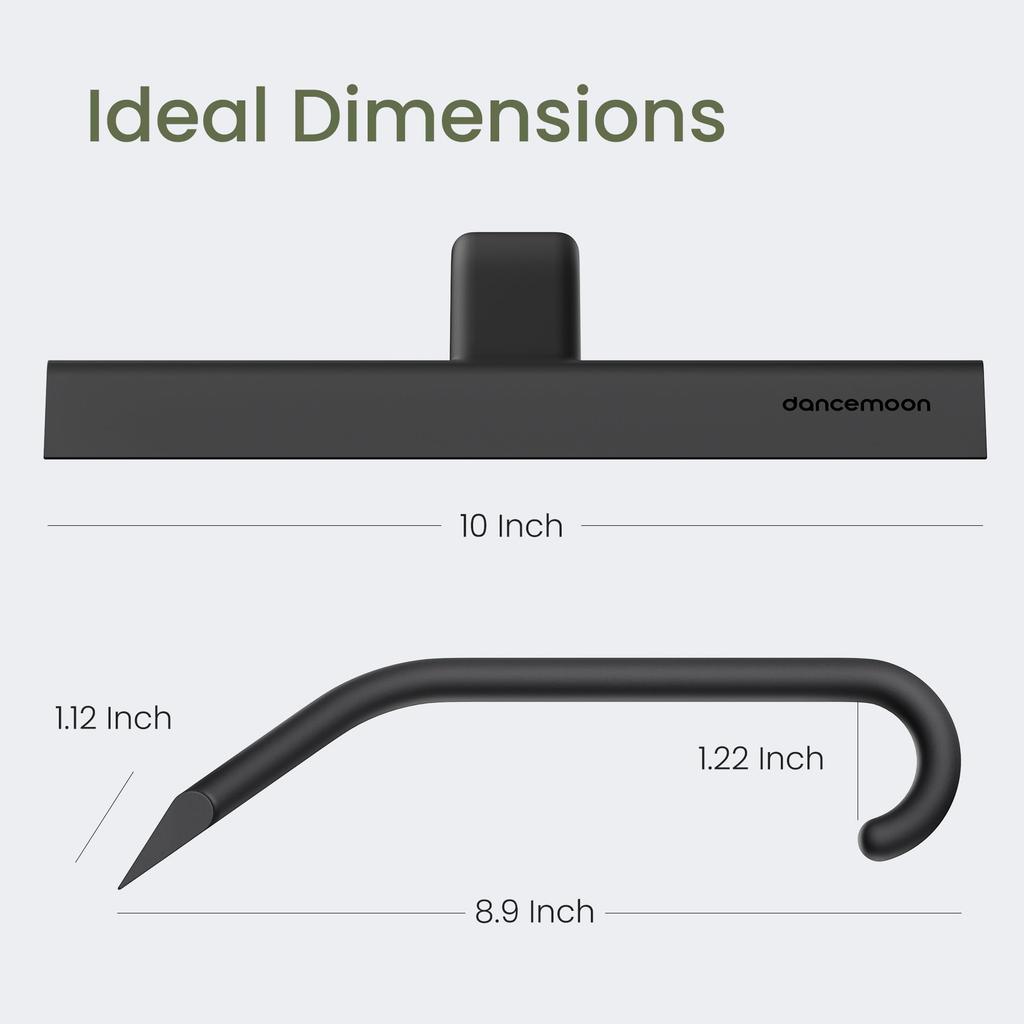 Dancemoon JustHang Drain Wiper Glass Molded Silicone Hook Design Makes It Easy To Hang Anywhere Drain Water Black (for Doors), All-in-one & Built-in &