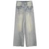 2026 New American Street Style Straight Leg Jeans, Light Blue High Waist Wide Leg Trousers for Women with Slimming Design