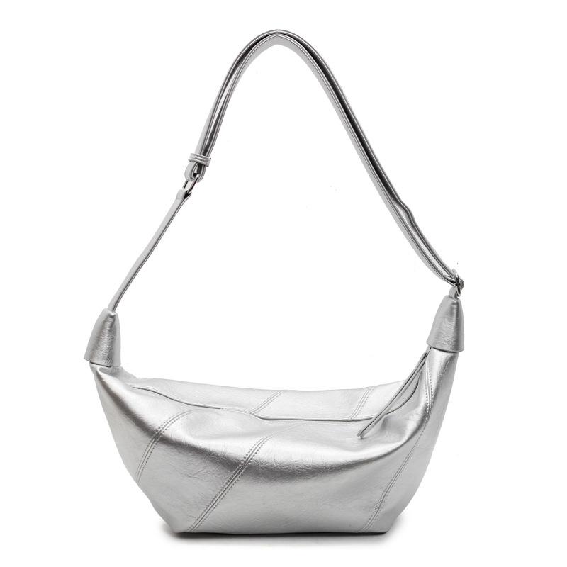 Women's bag solid color dumpling bag 2025 new retro large capacity portable shoulder messenger bag tide