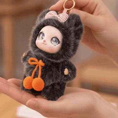 Ornaments Rabbit Plush Keychain Big Ear with Flower Bunny Plush Doll Pendant  Car Decor