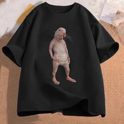 Funny Naked Mole Rat Print Tshirts Summer Humor Womens Clothing Casual Fashion Streetwear ONeck Short Sleeve Tshirts