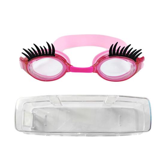 Kids Swim Goggles with Eyelashes Waterproof No Leakage Anti-Fog UV Protection Clear Lens Boys Girls Silicone Swimming Goggles with Lashes