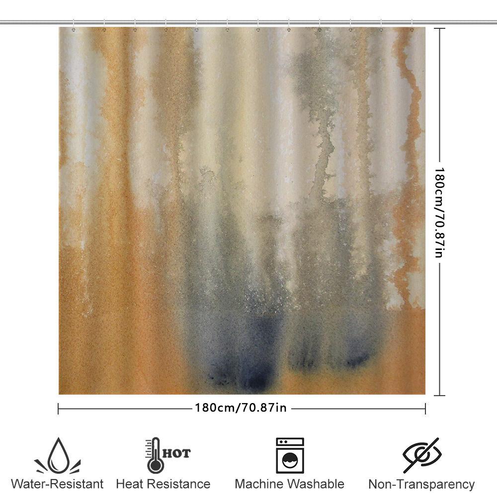 Luxusní koupelnový sprchový závěs s moderním dekorativním vzorem ve stylu akvarelu, voděodolná látka pro koupelny, oranžový, béžový, gr
