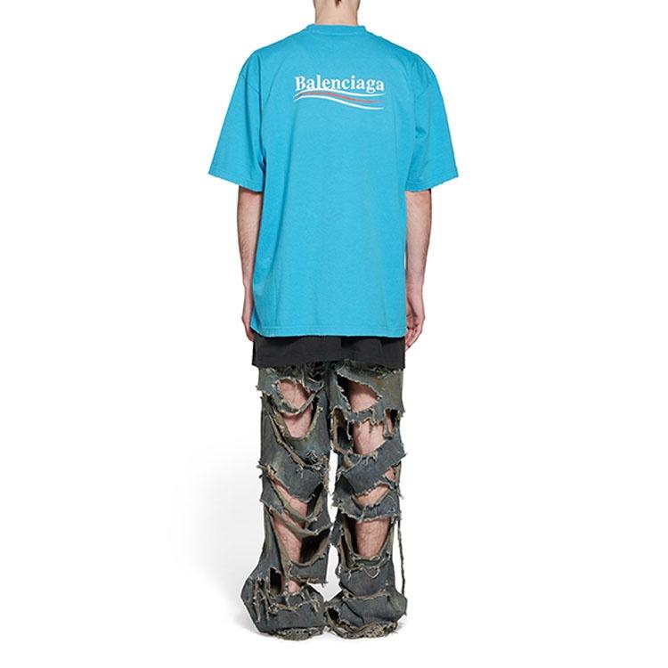 Balenciaga Political Campaign T-shirt Large Fit 'Blue Sky' Men's 641675TNVG54760