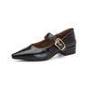 Sheepskin Pad Pointed Mary Jane Shoes Women's Spring New Shallow Mouth Small Leather Shoes Single Shoes Retro Women's Shoes