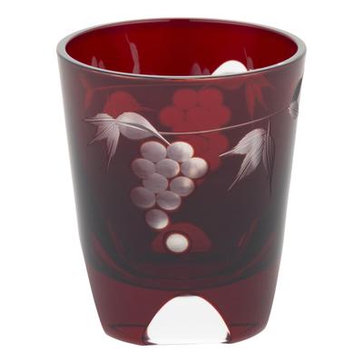 Tajima Glass Sake Cup 5cm Diameter X 6cm 50ml Grape Copper Made In [Authentic Product] "Edo Kiriko" (Guinomi) - Approx. Height, Approx. Capacity,
