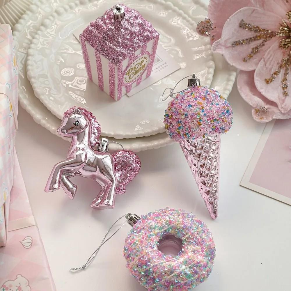 PVC Christmas Tree Ornament Pop Corn Snowflake DIY Lollipop Ornaments Window Display Ice Cream Xmas Hanging Pendant