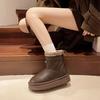 Wasserdichte Leder-Schneestiefel mit flachem Boden 2025 Herbst- und Wintermode Samt-Lederstiefel verdickte Baumwollschuhe dicksohlige Damen-Kurzstiefel
