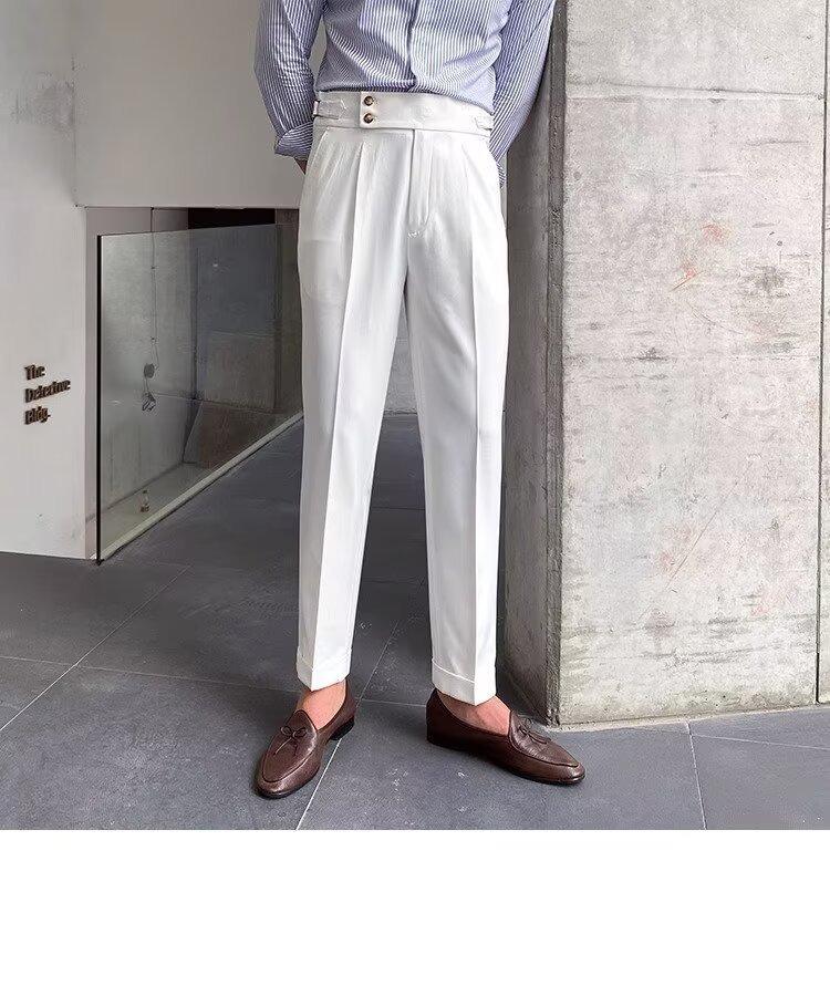 Men's British-Style Wrinkle-Resistant Dress Pants - Casual, Versatile, and Stylish French Suit Trousers