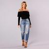 Spring/Summer Elastic Ripped Eyelet Bandage Denim Hot Pants Shorts for Women