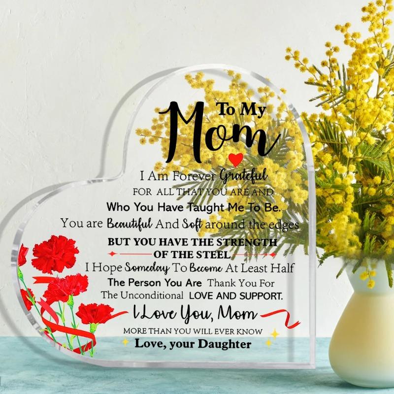 2D Flat Mother's Day Gift Acrylic Desktop Decoration Plaque, Home Decor Plaque Hanging Wall Art Decorative Garden Decoration for Room Door Signs Hangi