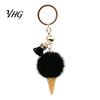 Soft Decorative Charm Plush Ice Cream Keychain for Backpacks, Fluffy Cone Keyring Decor Bag Charm, Pendant with Metal Ring Backpack Decoration