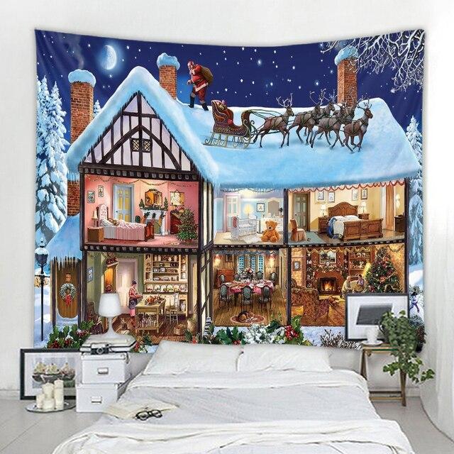 Christmas Cartoon Background Decorative Tapestry Bohemian Hippie Wall Decorative Tapestry Christmas Home Background Decorative