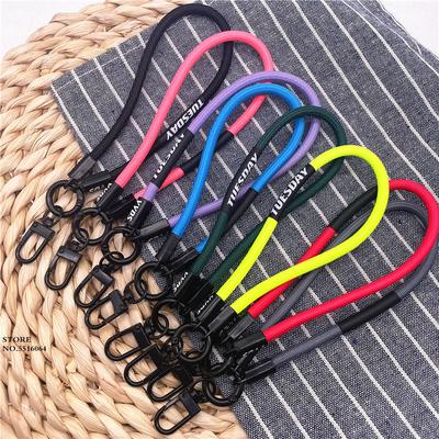 Fluorescent Color Key Chain Metal Clip Buckle Keychains Cell Phone Strap Anti-lost Lanyard Hanging Cord Wrist Strap For Keys