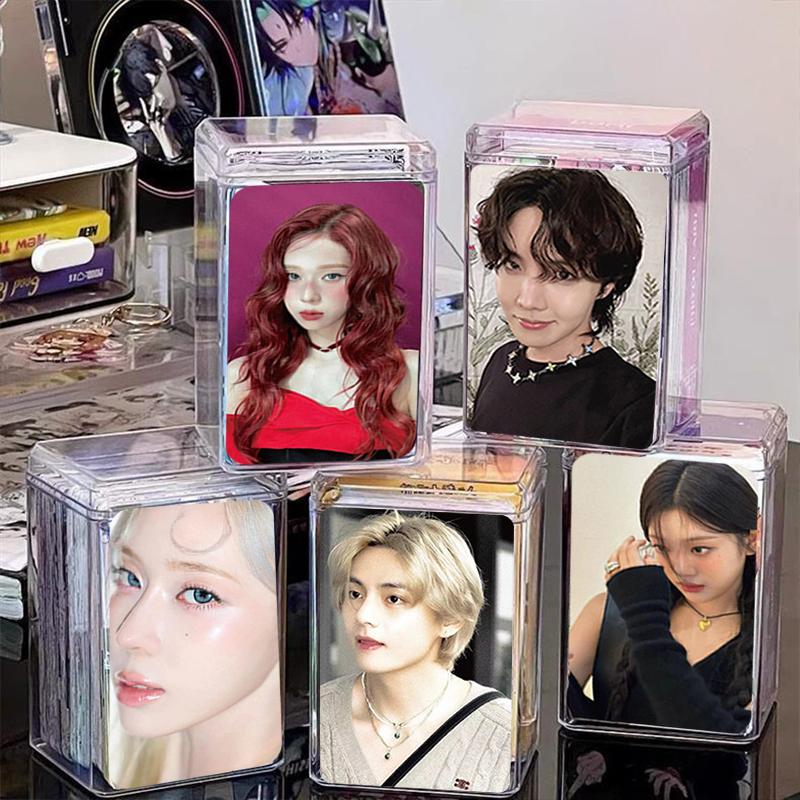 Transparent Plastic Card Storage Box 3 inch Kpop Idol Photocards Storage Case Desktop Organizer Classification Box Stationery