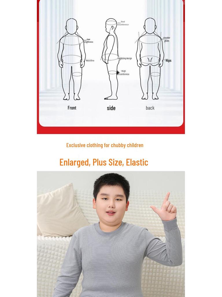 Warm Winter Kids Pajama Set: Youth Chubby Autumn Clothes & Pants