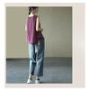 Solid Color Cotton and Linen Embroidered Vest T-shirt Women's Summer Loose Casual Sleeveless Top