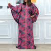 L-5XL Women O Neck Batwing Long Sleeve Floral Print Casual Loose Maxi Kaftan Dress