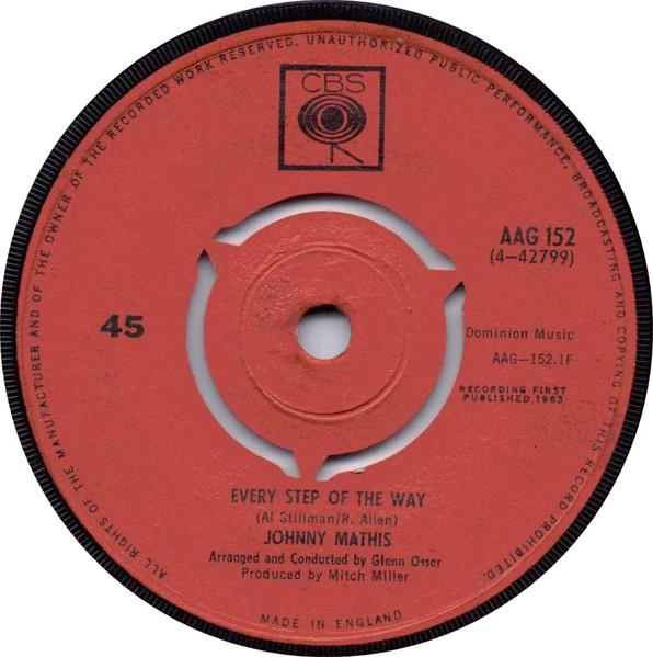 

7-дюймовая пластинка JOHNNY MATHIS Every Step Of The Way AAG152 CBS 1963 UK Pop Б/у