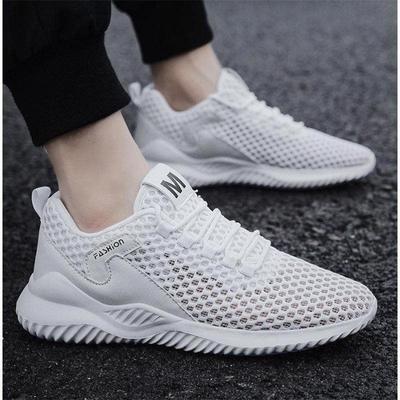Atmungsaktive Mesh-Sommerschuhe für Herren, geruchshemmende Lauf- und Freizeitschuhe, ausgehöhlte, dünne, atmungsaktive Mesh-Studentenschuhe in Weiß für Herren