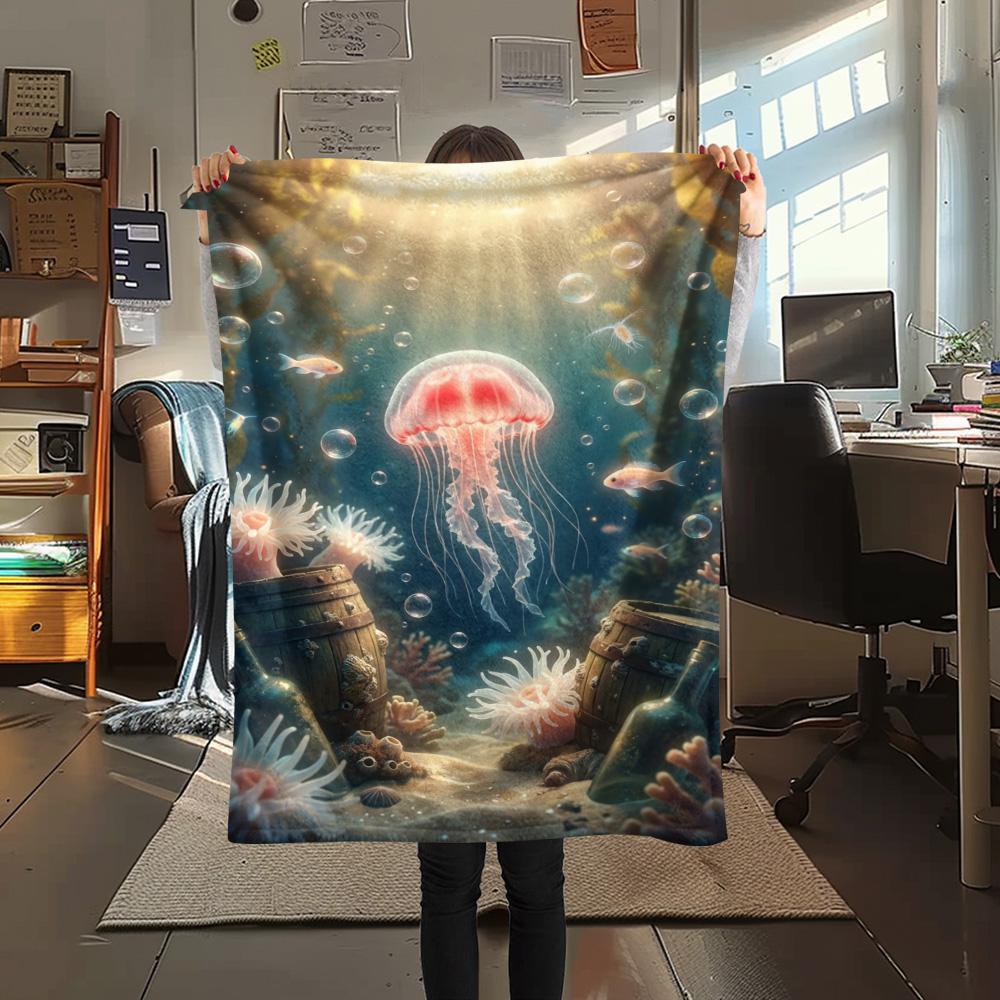 1PC Art Print Decor Print FlAannel Blanket, High quality Comfortable for All Seasons, Home Decor, Warmth and Comfort