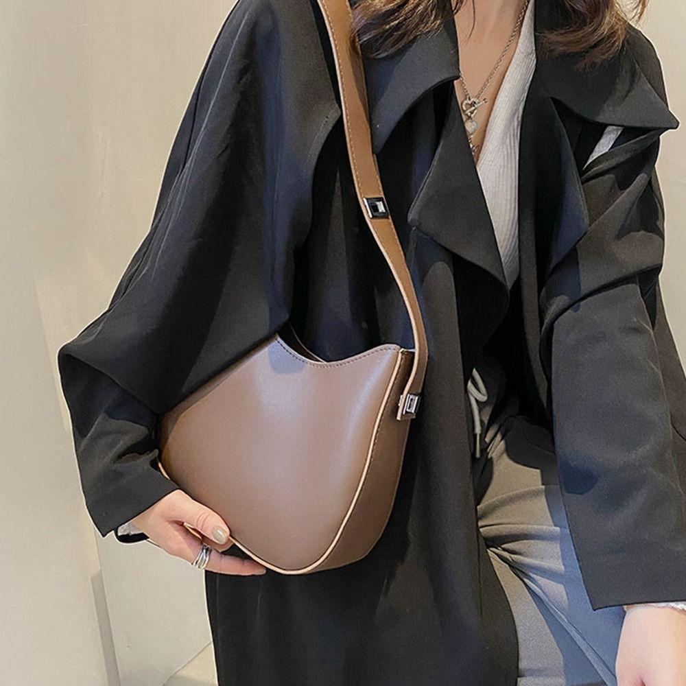 Large Capacity Shoulder Underarm Bag Solid Color Handbags Fashion Shoulder Bag  Shopping