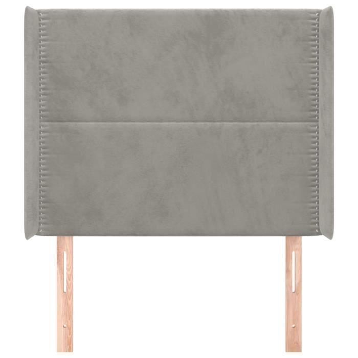 VidaXL Tête de lit avec oreilles Gris clair 93x16x118-128 cm Velours3119476