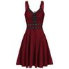 Damenkleid Gothic Punk Stil Kleid Patchwork Bandage Trägerkleid